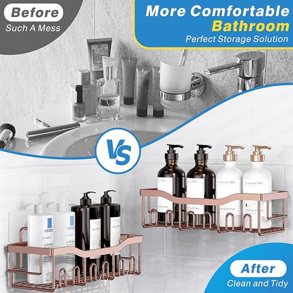 EUDELE 5-Pack Rustproof Stainless Steel Shower Caddy – No Drill Adhesive Bathroom Organizer with Large Capacity, Spacious Shower Shelves for Inside Shower, Kitchen & Home Decor Storage-XL Size