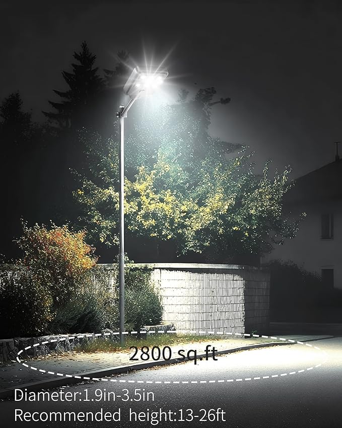 Ofuray Of-5000W Solar Street Lights Outdoor – Super Flood Lighting 60LED, Lights up 2,200 sq.ft with Motion Sensor, 18Ah Power Solar Panel, IP67 Dusk to Dawn Security Commercial for Yard, Parking Lot