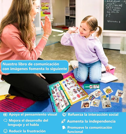 Visual Communication Book,162 ASD Photo Picture Cards: Autism Language Vocabulary, Speech Articulation Therapy, ADHD & Aprexia Learning (Spanish Laminate Real Photo Book, Small)