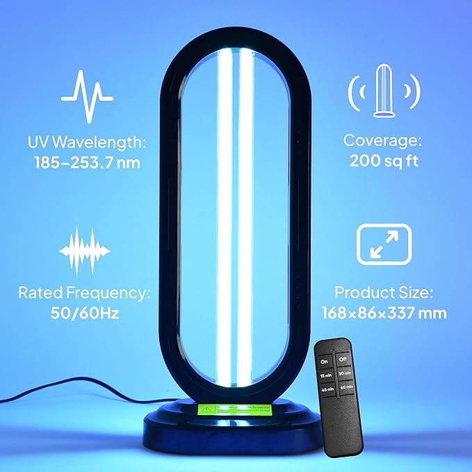 Swissklip Swissker HaloUV, Mold Remover, Home Disinfection Device, Dust Mites Remover, UV Light Sanitizer, Ultraviolet Sanitizer for Home, Room & Kitchen, Ultraviolet Light with 4 Speed Timings
