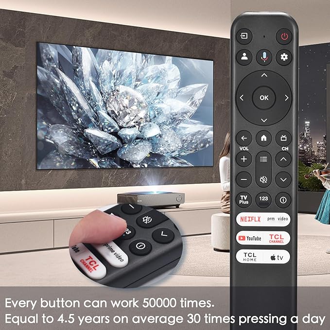 for TCL Google TV Remote, RC813 for Voice Replacement Control,for Android Mini-LED QLED 4K UHD Smart Television, with 6 Shortcut Buttons for NEIFLX/Prime/YouTube/TCL/Apple TV Buttons