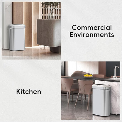 EKO Urban 24 Gallon/ 90 Liter Open Top Stainless Steel Slim Commercial Trash Can, Tall Kitchen Garbage Bin, Heavy-Duty Commercial Grade Large Trash Can for Home, Office, Hotel, Cafe, Restaurant, Dorm
