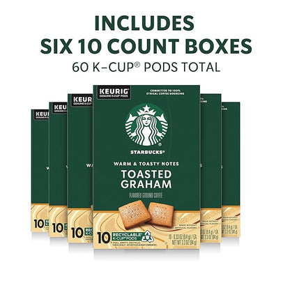 Starbucks K-Cup Coffee Pods, Flavored Hot or Iced Coffee, Toasted Graham, 60 Keurig Pods