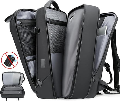 Vacuum Backpack for Men, 50L Expandable Travel Backpack With Vacuum Seal System, Water Resistant 17.3 Inches Laptop Backpack with USB Charging Port-Not Vaccum Pump Included