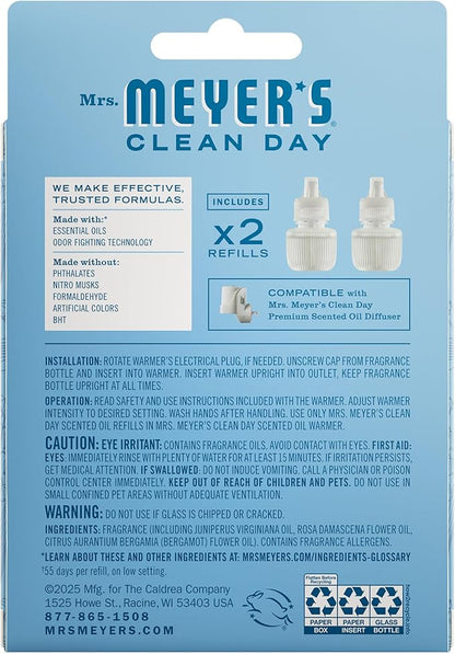 MRS. MEYER'S CLEAN DAY Scented Oil Refills, Rain Water, contains 2 .67 fl oz refills