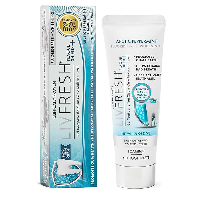 LIVFRESH Toothpaste Gel, Clinically Proven to Remove Plaque 250% Better, Improves Gum Health 190% Better, Reduces Tartar Buildup, Fights Bad Breath, Lasting Cooling Effect, SLS Free, Arctic Peppermint