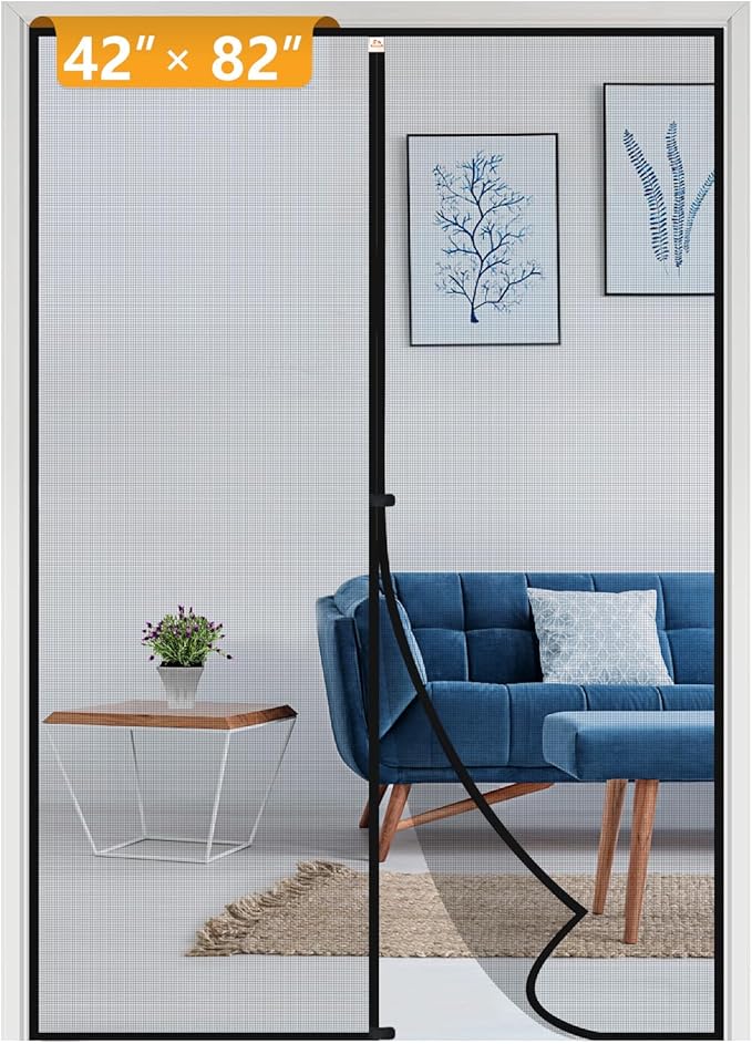 Yotache Magnetic Screen Door Fits Door Size 42 x 82, Screen Size 44" x 83" Door Screen Magnet for Walk Through Sliding Door Black