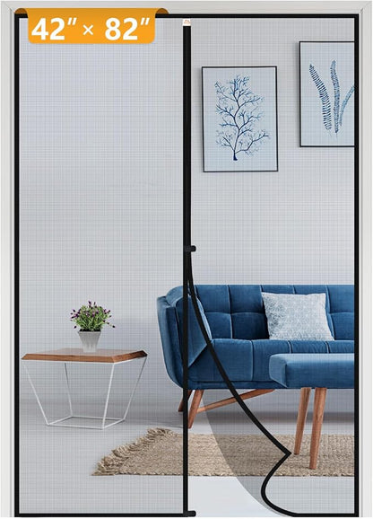 Yotache Magnetic Screen Door Fits Door Size 42 x 82, Screen Size 44" x 83" Door Screen Magnet for Walk Through Sliding Door Black