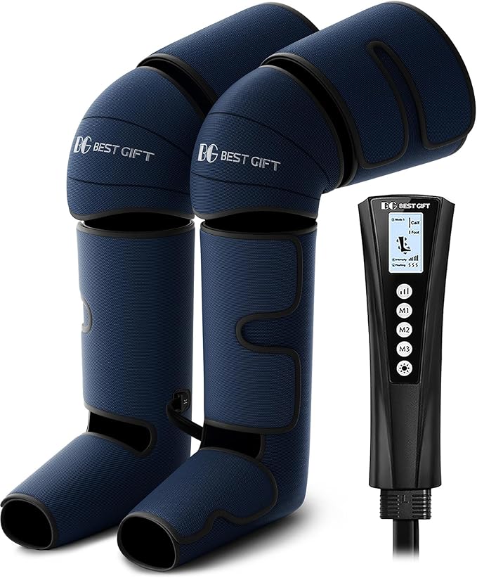 Gifts for Dad Mom Men Women Christmas Mothers Day, Fathers Day, Air Compression Massager with Heat for Foot, Leg, Calf, Thigh, Knee, Helpful for Vericose Veins, Muscle Fatigue, Cramps, Swelling, Edema
