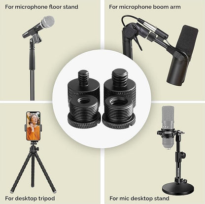 IXTECH Mic Stand Adapter Set 8 pieces Metal Microphone Stand Screw Thread Adapter 5/8 Female to 3/8 Male 3/8 Female to 5/8 Male 5/8 Female to 1/4 Male 1/4 Female to 5/8 Male Tripod Adapter ADP02A Blck