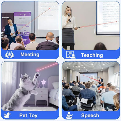Presentation Clickers for PowerPoint with Timer, Wireless Rechargeable Laser Pointer for Laptop Presentations Remote, Power Point Remote Clicker for Computer/Mac/PPT/Google Slide Advancer