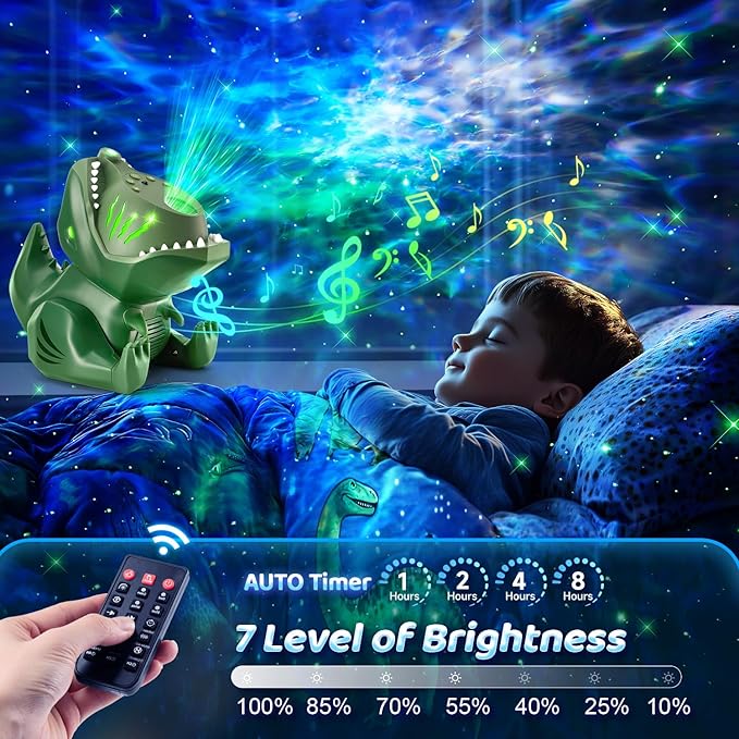 Dinosaur Galaxy Projector for Bedroom,144 Lighting Modes Star Projector for Kids Galaxy Lights for Bedroom, 22 White Noise+5.3 HiFi Bluetooth+Remote Speaker Stars for Ceiling