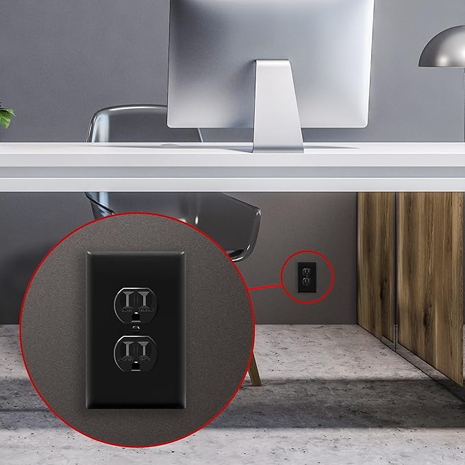 ENERLITES Mid-Size Duplex Receptacle Wall Plate, Electrical Outlet Covers, Gloss Finish, Midway Size 1-Gang 4.88" x 3.11", Polycarbonate Thermoplastic, UL Listed, 8821M-BK-10PCS, Black, 10 Pack