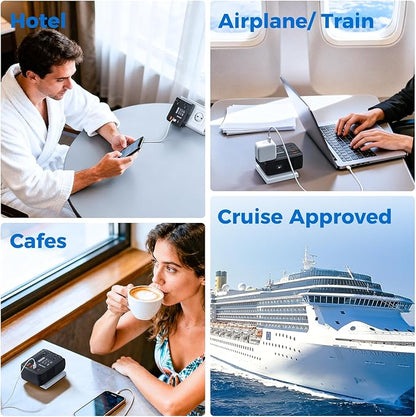 DOACE 350W Voltage Converter US to Europe - 220V to 110V Converter for European Travel, Power Converter Adapter Combo with PD Chargers for Hair Straightener Shaver Toothbrush CPAP Laptop Camera Phone