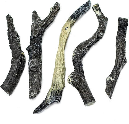 Electric Fireplace Logs, Realistic Synthetic Resin Log Decoration for Indoor Electric Fireplaces Flame w/ 5 Brightness, Thermostat, 750W/1500W, Black