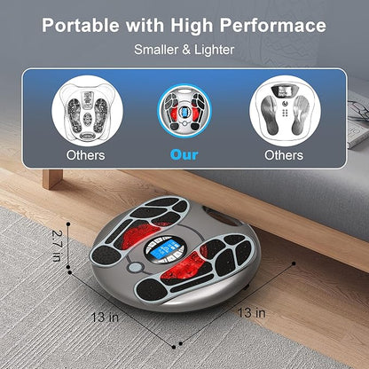 Foot Massager for Neuropathy, EMS TENS Foot Stimulator for Circulation and Pain Relief, TENS Unit Muscle Stimulator with 4 Electrode Pads, FSA Eligible Items Only List HSA, Fits Up to 11"