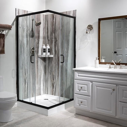 Palisade 78in x 36in x 36in Waterproof Vinyl Corner Shower Surround Kit with Accessories in Louvre Granite
