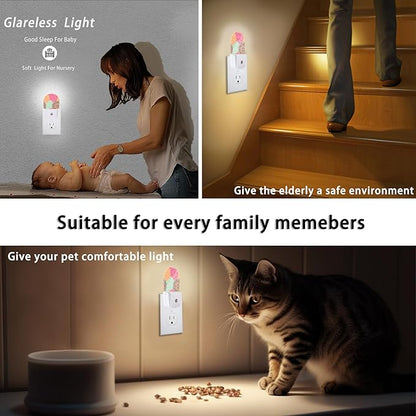 Axxitude Vintage Blooming Night Lights Plug into Wall for Girls Boys Room,Night Light LED Lamp Dusk to Dawn Sensor Round Lamp for Bedroom Bathroom Hallway Home Wall Decor Nightlight