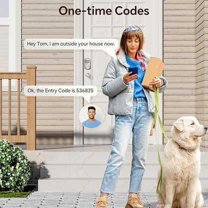 VCHOO Keyless Entry Door Lock Set WiFi Smart App Control Door Lock for Front Door Keypad Deadbolt with 2 Knobs Auto Lock One Time Codes Easy Install, Satin Nickel