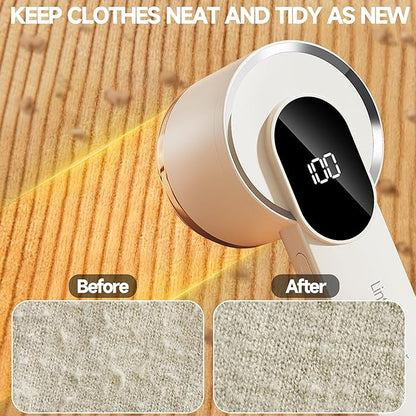 Fabric Shaver, Electric Sweater Shaver with 2 Extra Replaceable Stainless Steel Blades, Digital LED Display, USB Rechargeable, Lint Remover for Clothes, Couch, Furniture, Fuzz, Lint Ball, Pillings