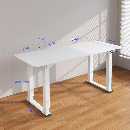 SANODESK 4-Leg Standing Desk, Electric Height Adjustable Desk with Memory Presets for Home Office, Stand up Desk Computer Workstation, 78x32 Inches White