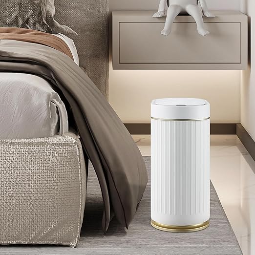 Bathroom Trash Can with Lid Automatic 2 Gallon Motion Sensor Garbage Bin, 7.5 Liter Smart Trash Bin Bathroom Decor, Plastic Garbage Can, Narrow Trash Can for Bedroom, Office, Living Room