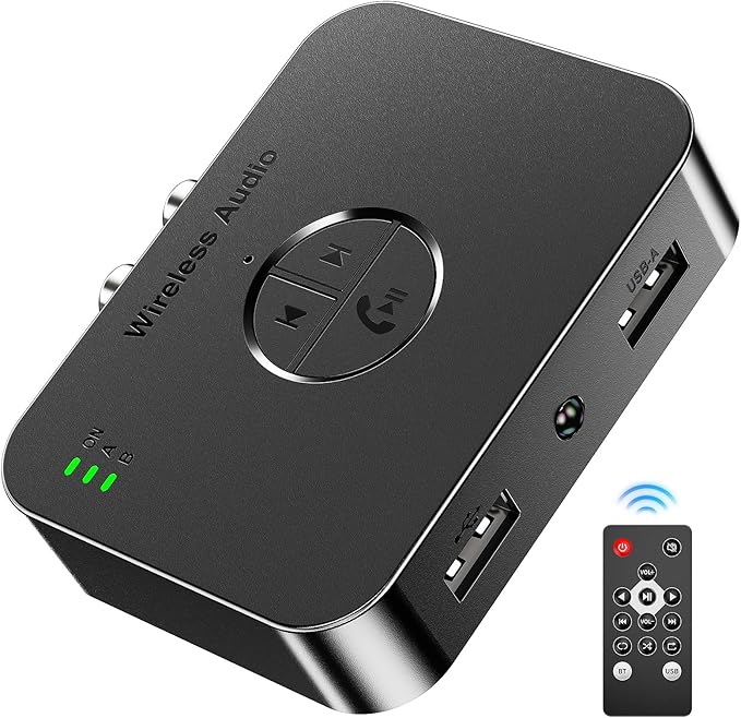 MOREGAX M2R Bluetooth 5.4 Receiver for RCA Adapter for Stereo/Speaker/Wired Speaker/Home Audio Music Streaming Stereo System, Support AUX/RCA/USB