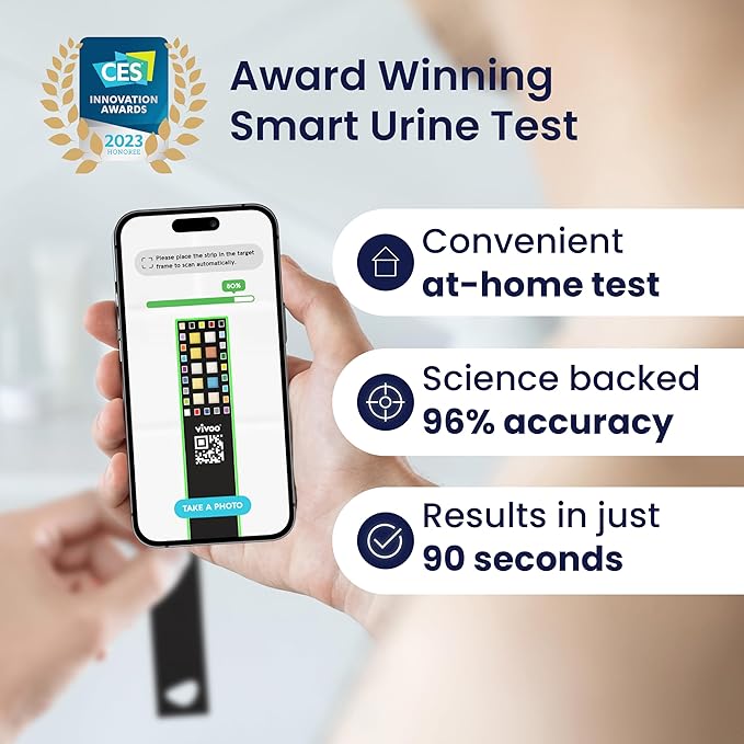 Vivoo | The #1 Urine Test Strips & Keto Strips with App | Advanced Home Tracking for Nutrition, Ketones, Hydration, pH, and More | 3 Month / 12 Tests
