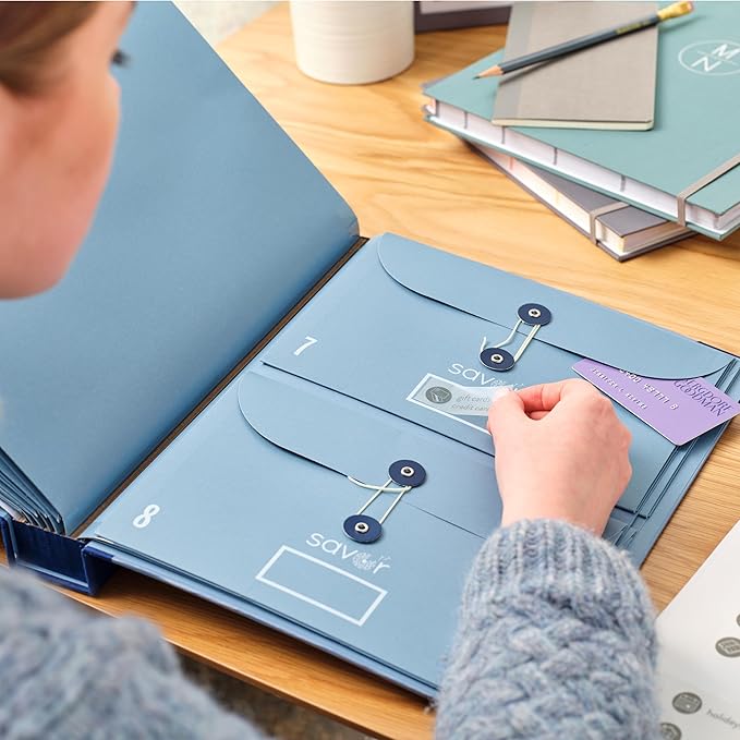 Savor | 2025 Edition The Folio™ Document Organizer | Custom Dyed Cloth-Bound Expanding File for Important Papers, Passports, Birth Certificates & More | Ideal for Home Organization & Graduation Gift