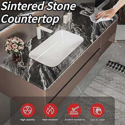 Modern Bathroom Vanity - Spacious Deep Sink | Defogging LED Mirror & Human Body Sensor Light, Open Side Panel, Floating Smart Bathroom Vanities (60IN)