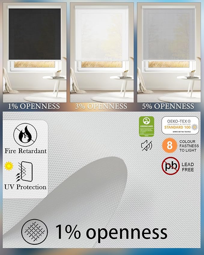 COOLWINDS Motorized Blinds with Remote Cordless Automatic Motorized Shades Custom Blinds for Windows Smart Curtains Compatible with Alexa Google Home(Solar White,W34 x H72in)