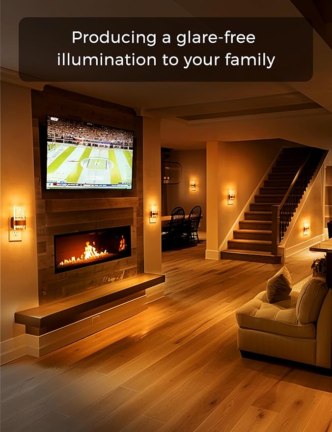 L LOHAS LED Night Light [2 Pack], Amber Night Lights Plug Into Wall, Dusk to Dawn Sensor, 0-100LM LED Dimmable Nightlight, Automatic Low Blue Nightlights for Kids, Bathroom, Hallway, Stairway
