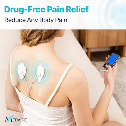 MEDVICE Rechargeable Tens Unit Muscle Stimulator, 2nd Gen 16 Modes & 8 Upgraded Pads for Natural Pain Relief & Management, FDA Cleared Electric Pulse Impulse Mini Massager Machine