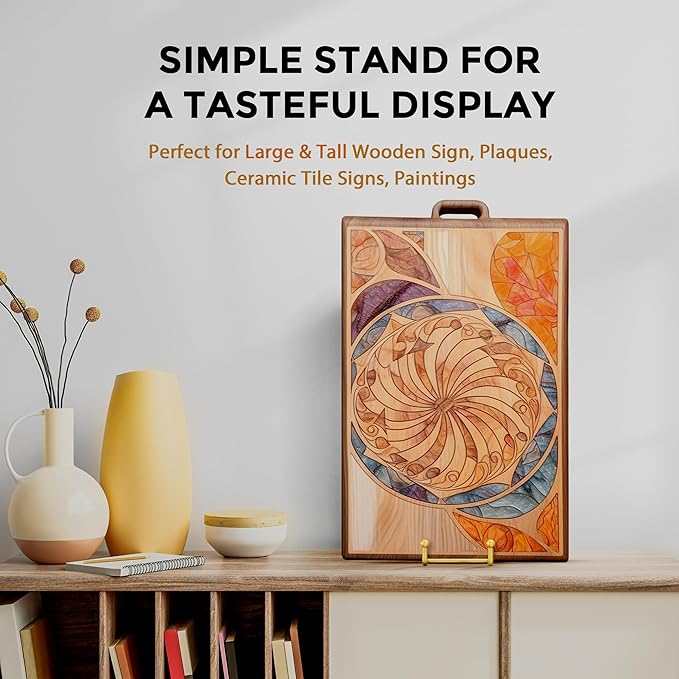 TR-LIFE 14 Inch Gold Metal Plate Stand (2 Pack) - Heavy Duty Display Easel for Large Plates, Frames, Platters and Art