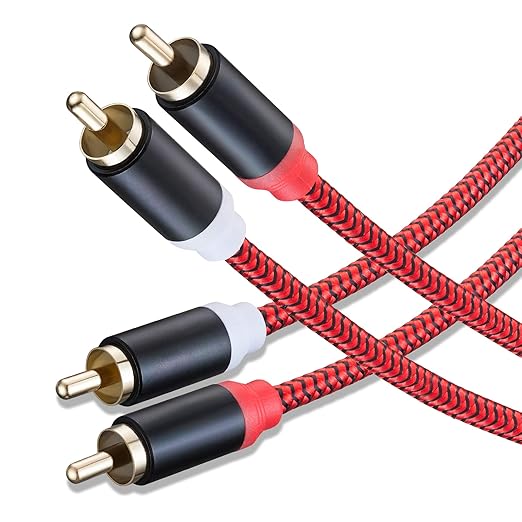 RCA Cable 12Ft,2Rca Male to 2-Rca Male Audio Stereo Subwoofer Cable [Hi-Fi Sound] Nylon-Braided Auxiliary Audio Cord for Home Theater, HDTV, Amplifiers, Hi-Fi Systems,Speakers and etc(12Ft/4M)