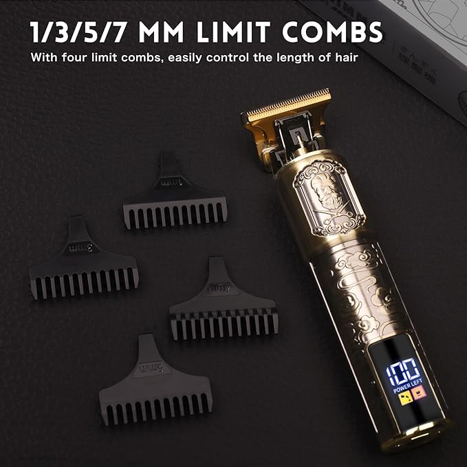 Ufree Professional Beard Trimmer for Men, Zero Gapped T-Blade Hair Clipper & Mustache Trimmer Kit with LCD Display, Precision Edgers for Haircut & Grooming, Barber-Grade Electric Shaver, Gifts for Men
