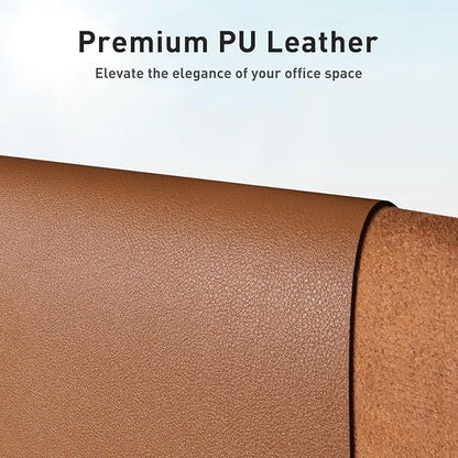 Aothia Faux Leather Desk Mat – Large Mouse Pad, Non-Slip PU Leather Blotter, Waterproof Writing Surface for Office and Home (Brown, 47.2" x 23.6")