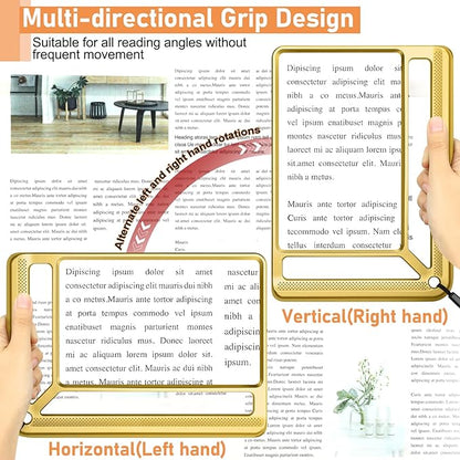 5X Full Page Magnifying Glass for Reading, Lightweight Rectangular Magnifier Provides Large Book Page Viewing Area, Handheld Magnifier for Reading Small Prints for Seniors, Low Vision-Gold