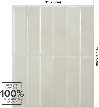 SMART TILES Peel and Stick Backsplash - 5 Sheets of 11.43" x 9" - 3D Adhesive Peel and Stick Tile Backsplash for Kitchen, Bathroom, Wall Tile