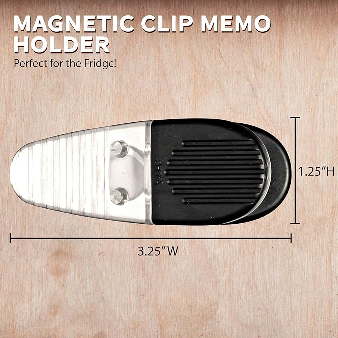 10 Magnetic Memo Holders Set - Large Clip, Plastic - Clear