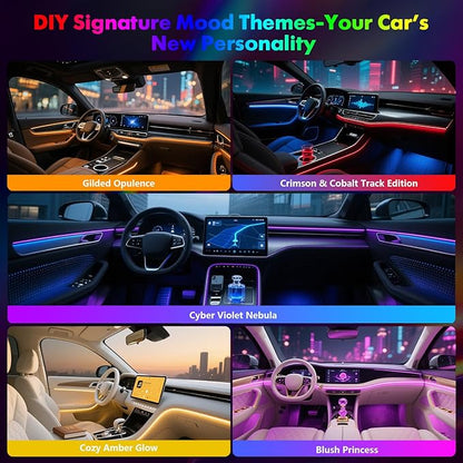 New Version Dreamcolor Acrylic Car Interior Lights 18 in 1 RGB Car Ambient Lighting Kit APP Control Zoned Control System 252 Color Modes DIY 16 Million Colors Music Sound Active Neon LED Strip Lights