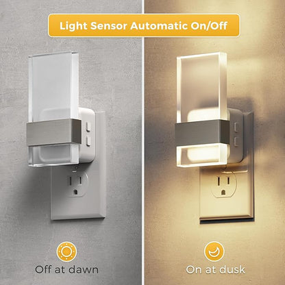 L LOHAS LED Night Light, 2 Pack Adjustable Color Temperature Night Lights Plug Into Wall, 2000K/3000K/5000K 3CCT Nightlight, Dusk to Dawn Sensor Dimmable Nightlights for Bathroom, Hallway, Gift