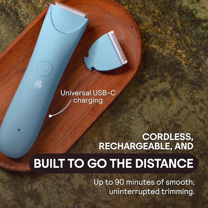 MERIDIAN Slimmer Trimmer – Electric Razor for Women, Bikini Line & Pubic Hair Trimmer, Rechargeable & Waterproof, Painless, Flawless Shave for Sensitive Skin, Gentle, Quiet & Travel-Friendly, Onyx