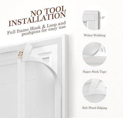 Yotache White Reversible Left Right Side Opening Magnetic Screen Door Fits Door Size 36 x 78, Top Middle Anti-Tearing Net Curtain, Actual Screen Size 38" x 79"