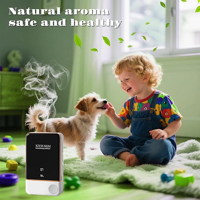 Waterless Essential Oil Diffuser for Home & Office Cordless Battery Operated Aroma Diffuser with 7 Mist Levels, Ultrasonic Air Freshener for Large Rooms Bedroom Bathroom Car Small & Portable