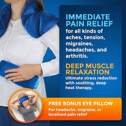 PhysioNatural Microwavable Heating Pad – for Instant Relief and Relaxation in Cases of Muscle Pain, Tension and Stress, Aches, Spasms, Stiffness, Migraines, and Headaches - Unscented