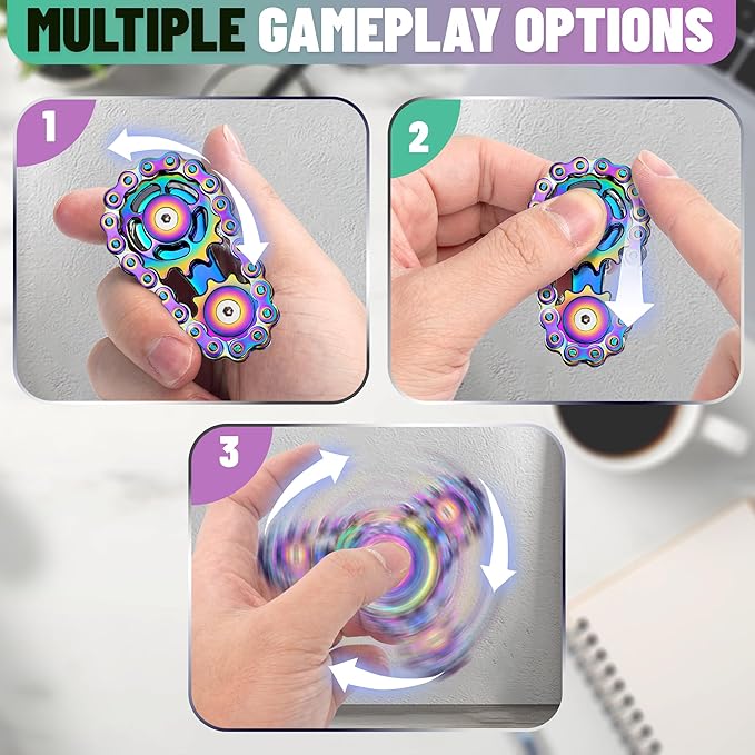 Valentines Day Gifts for Teens Boys Metal Fidget Spinner Toys for Adults Figette Bike Chain Roller Cool Gadgets ADHD Anxiety Stress Relief Items Figet Desk Offices EDC Men Christmas Stocking Stuffers