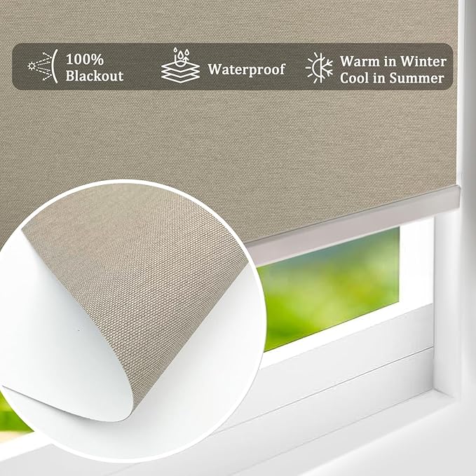 COOLWINDS Motorized Blinds with Remote Cordless Automatic Motorized Shades Custom Blinds for Windows Smart Curtains Compatible with Alexa Google Home(Blackout Sweet Latte,W65 x H72in)