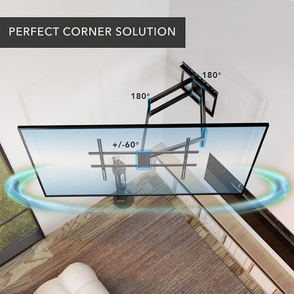 Mount-It! Long Arm Full Motion TV Wall Mount, Extra Long 42.5-Inch Extension, Heavy-Duty Dual Arm Articulating Mount for 43–100 Inch TVs, Swivel Tilt Corner Compatible, Max VESA 800x600, 132 lbs