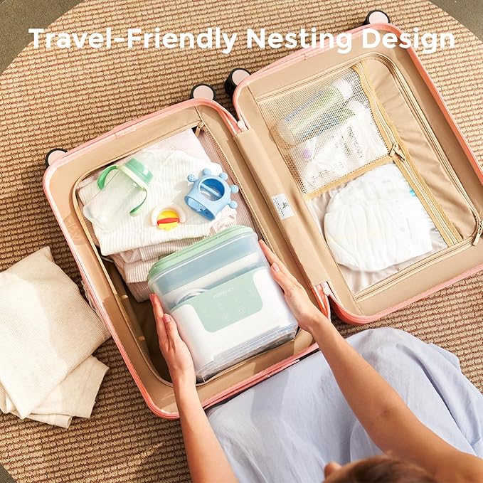 Momcozy Bottle Sterilizer and Dryer, Modular Nesting Space Saving Design, 6 Bottles Capacity, 4 in 1 Compact Sterilizer for Baby Bottles, Breast Pump Parts & Newborn Essentials, Drying Rack Included